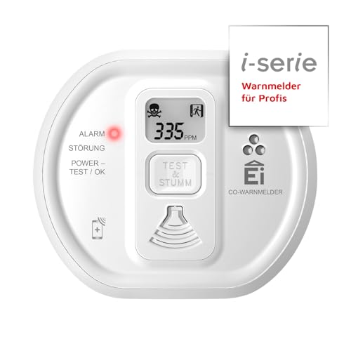 Ei Electronics Professional Ei208iDW Kohlenmonoxidmelder, i-Serie CO-Melder mit AudioLINK-Funktion zur sofortigen Datenauslesung, LCD-Display und Batterie für 10 Jahre, optional funkvernetzbar, weiß