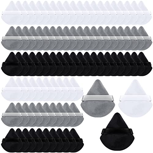 90 Pieces Powder Puff Face Soft Triangle Makeup Puff Makeup Sponges Setting Powder Puff with Strap Makeup Blenders and Sponges Cosmetic Foundation Wet Dry Makeup Tool for Loose Mineral Body Powder
