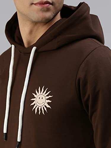Image of Veirdo Cotton Fleece Regular Fit Full Sleeve Hooded Sweatshirt Front and Back Graphic Printed Jumper Hoodie for Men
