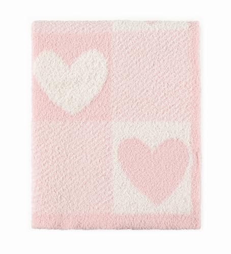 Image of CREVENT Cozy Soft Warm Chenille Baby Blanket for Girls Boys, Newborn Essentials for Infant, Baby Shower Receiving Gift - Love Heart 75X100cm