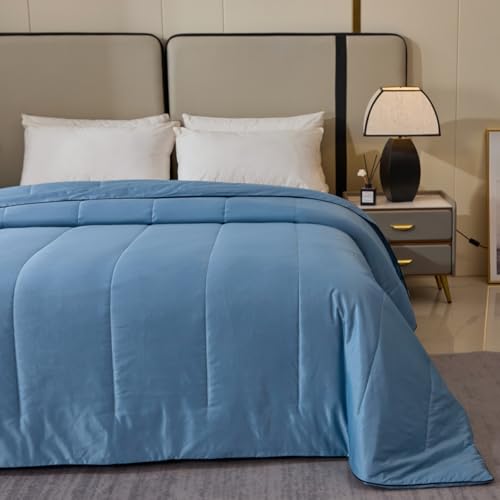 2025 Premium Non-Vacuum Reversible Lightweight Cooling All Season Comforter Quilt - Soft Breathable Fluffy (Sky Blue, King) - image 6
