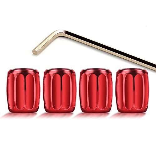 Lot de 4 bouchons de valve de pneu de voiture avec clé à molette, bouchon anti-poussière pour voiture, voiture, moto, camion, vélo (rouge) Cover