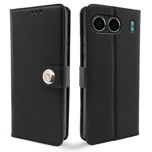Image of Pikkme Flip Cover Leather Finish | Inside TPU with Card Pockets | Wallet Stand and Shock Proof | Complete Protection Button Flip Case for OnePlus Nord 4 5G (Black)