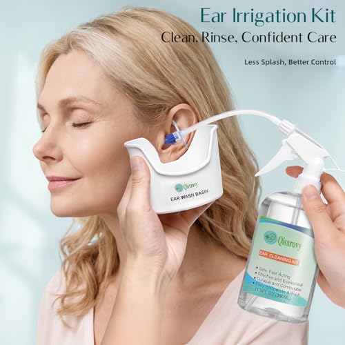 Image of QISXROVY Ear Wax Removal Tool, Ear Cleaning Kits Safe Ear Irrigation Kit Ear Flush Kit for Adults Kid, Ear Wax Washer Device Easy to Operate, Includes Basin, Syringe, 5 Disposable Tips,Transparent