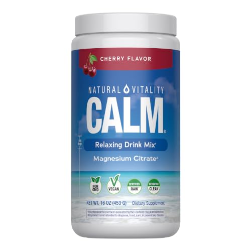 Natural Vitality Calm Magnesium Powder | Relaxing Drink Mix | Cherry Flavored Supplement | 325mg Per Serving | Non-GMO, Gluten-Free & Vegan Formula | 16oz