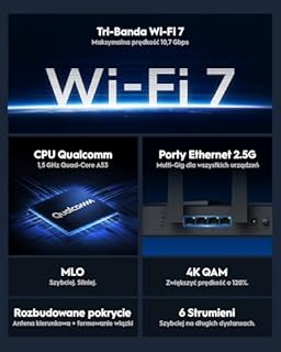 Cudy Tri-Band WiFi 7 BE11000 Router, 6-Stream 10 Gbps, 4 × 2.5G Ports, Up to 11000Mbps, VPN Server and Client, Cudy APP and Mesh, 6 × High-gain Antennas, WR11000