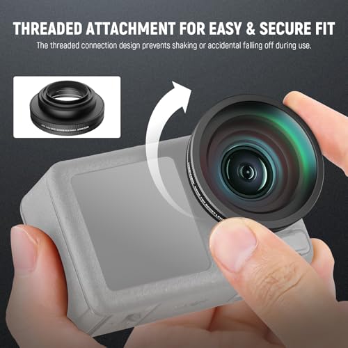 Image of NEEWER OSMO Action FOV Boost Lens, 185 FOV Wide Angle Lens Compatible with DJI OSMO Action 4 /5 Pro Accessories, Threaded Attachment Coated Action Camera Lens, FL-B30