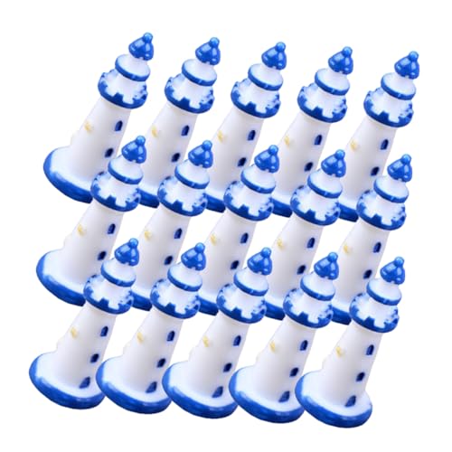 HOMSFOU Mini Faro Decorativo de Resina Azul para Casas de Muñecas, 15 Piezas, Modelo Mediterráneo para Decoración de Escritorio y Micropaisajismo Náutico