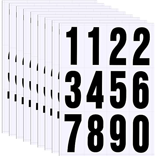 Image of Tenare 96 Pcs Vinyl Number Stickers 0-9 Reflective,2 Inch,Black in White | Waterproof Self Adhesive for Mailbox Address, Door Signs, Trash Cans, Trucks, Outdoor Home Business Use, Durable Vinyl