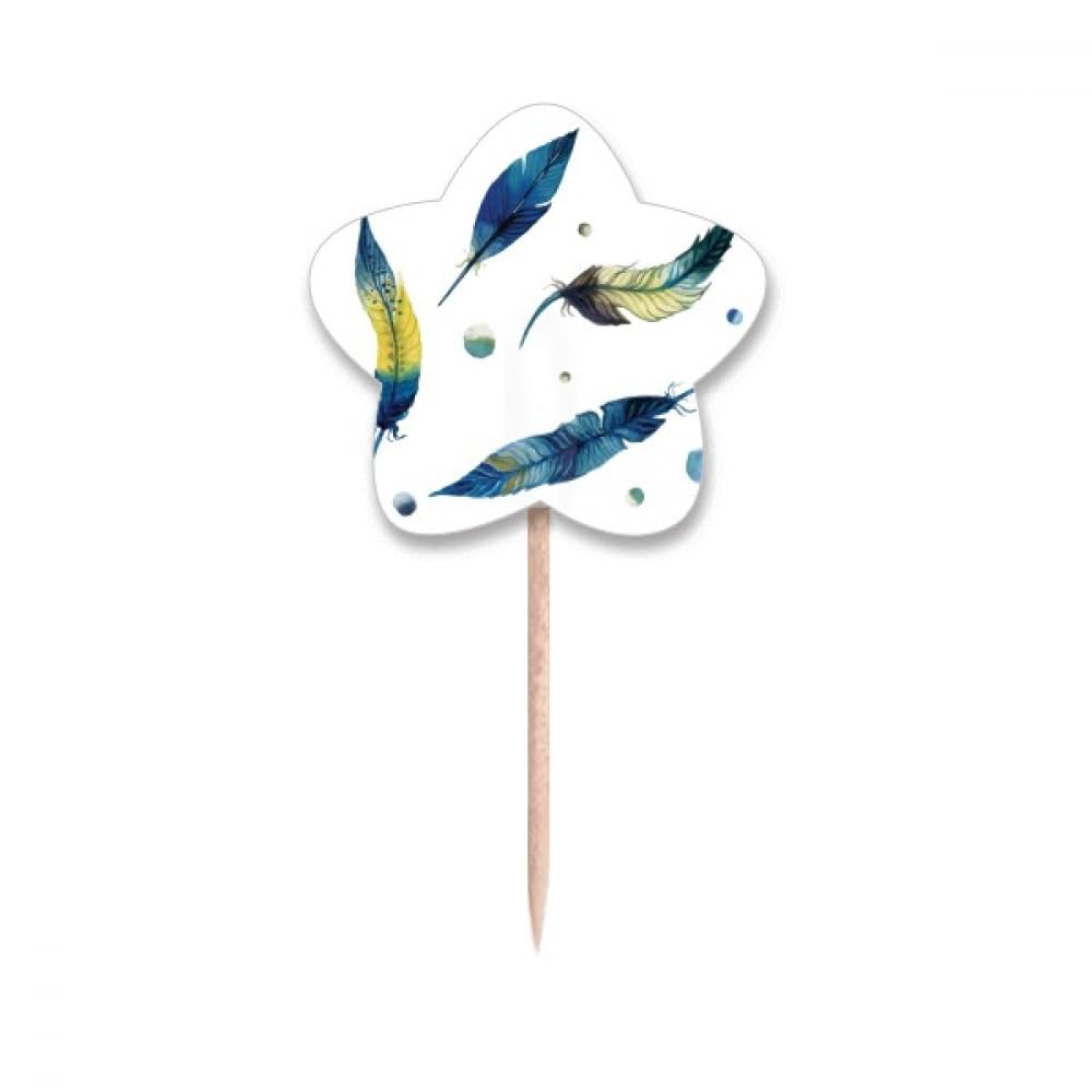 Cure-dents plumes colorées à motif étoile et drapeau festif pour cupcake