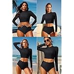 Pinup Fashion Long Sleeve Rash Guard - 2 Piece Swimsuit Bathing Suits with Bottom Swim Top UV UPF 50+ - Image 4