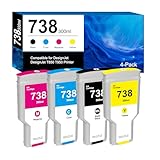 Goadper 738 738XL 300ml Cartouche d'encre Compatible pour HP 738 Cartouche 498N6A, 498N5A, 498N7A,498N4A pour HP DesignJet T950 DesignJet T850 （4Pack Noir, Cyan, Magenta, Jaune