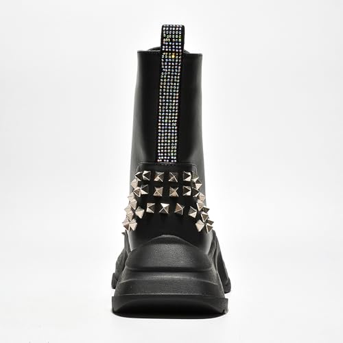 Jadey Spike Studs Rhinestone Chunky Lug Boots (Jadey)4