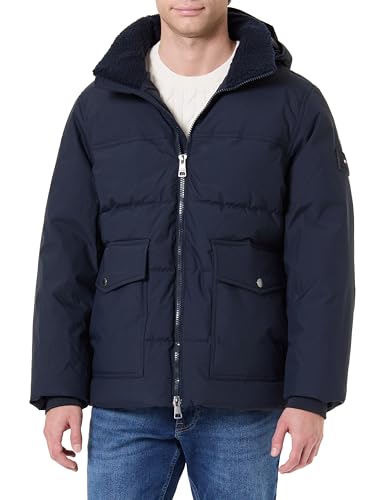 Tommy Hilfiger Men’s Rockie Utility Puffer Jacket with Hood, Blue (Desert Sky), S