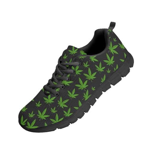 Rasta Marijuana Leaf Weed Cannabis Sneakers Men Women Boy Girl Teenager Kid Sports Shoes Breathable Lace Up Sneaker Fashion Tennis Shoe Footwear for Outdoor Daily Running Walking Athletics Black