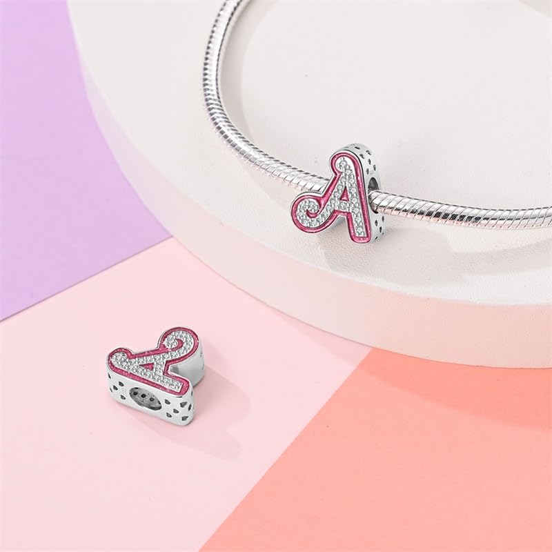 925 Sterling Silver Letter Charms Fits Pandora Bracelets Alphabet AZ Bead Charm for Bracelets Necklace with 5A Cubic Zirconia for Women Birthday Ceremony DIY Jewelry Gift2