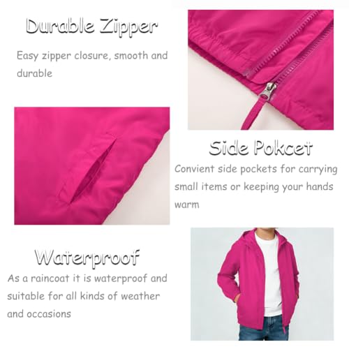 Image of SNOW DREAMS Boys Waterproof Rain Jacket Windbreaker Lightweight Coat Kids Raincoat Outerwear