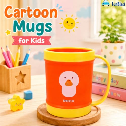 Image of FunBlast Milk Mug for Kids - Unbreakable Mug for Kids - Milk Drinking Cup for Kids, Cartoon Mugs for Boys, Mug for Girls, Best Birthday Return Gifts for Kids - 450 ML (Pack of 1)