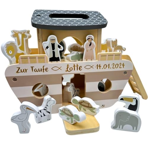 Kidslino Taufgeschenk Arche Noah, Personalisiertes Holzspielzeug Arche...