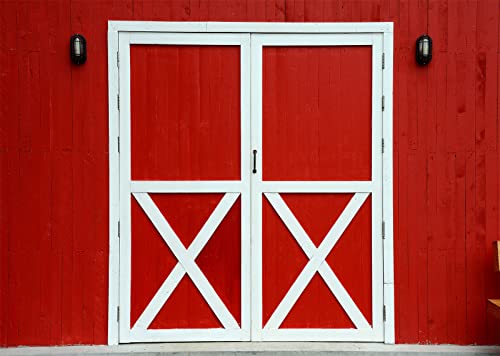 BELECO 10x8ft Fabric Red Farm Barn Backdrops for Photography Farmhouse Rustic Wooden Barn Door Background Western Country Scene Birthday Baby Shower Party Decor Farm Theme Party Supplies Photo Props by BELECO - Used condition - US$13.32
