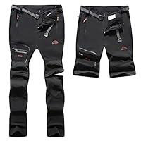 BenBoy Herren Wanderhose Wasserdicht Outdoorhose Atmungsaktiv Zip Off Trekkinghose Schnell Trockend Leicht Camping Sommer Softshellhose Funktionshose(Schwarz,L)