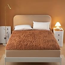 Bedding Natural Wool Bed Mattress Topper, 100% Washable and Reversible Wool Mattress Pad, Thicken Wool Mattress Protector Hypoallergenic, All Seasons150 x 190 cm, Brown