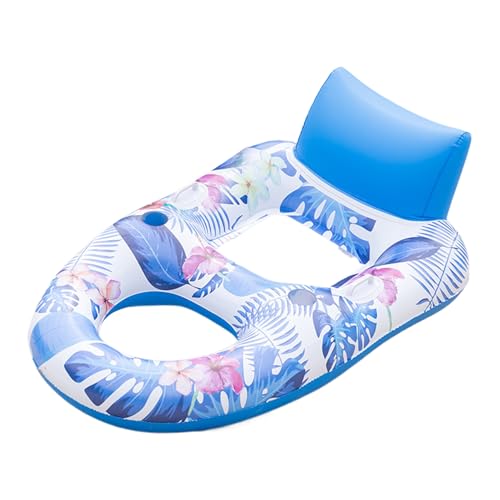 Lounger de piscine gonflable en PVC robuste avec finitions esthétiques feuille bleue