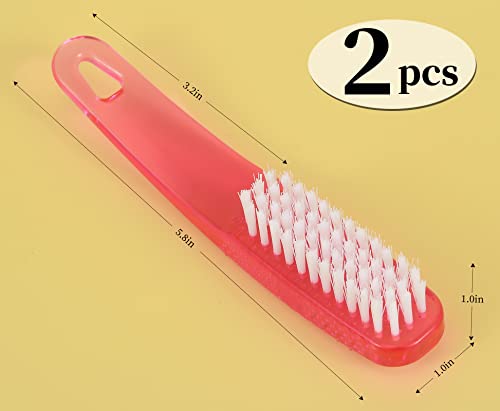 Nail Brush For Cleaning Fingernails 2 Pack, Zufughjk Fingernail Scrub Brush, Multifunctional Plastic Handle Pedicure Brushes, Nail Scrub Brush Set, Manicure Brush For Toes And Nails Women Men,Pink #TOP1