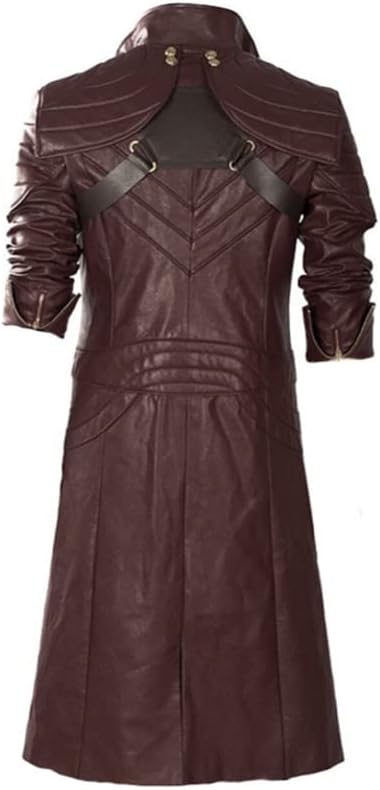 Vista 4 de LP-FACON DMC Dant-e - Disfraz de cosplay para hombre, chaqueta de cuero granate