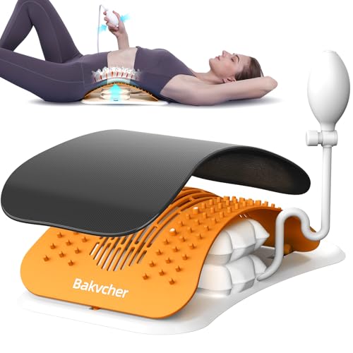 Back Stretcher for Lower Back Pain Relief, Adjustable Air Cushion Lumbar Back Cracker, Back Popper with Magnetic & Pad for Herniated Disc, Back Massage Gifts for Women Men Mom Dad【Orange】