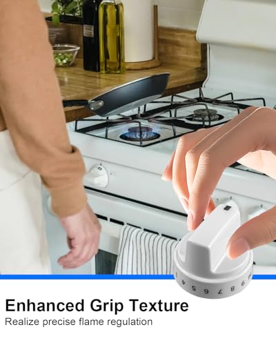Image of WB03X24795 Stove Knobs Compatible with GE Gas Range, Range Oven Burner Cooktop Knobs Replace KIP 5G92 222D5793, White Plastic Surface Burner Control Knobs 5 Pcs