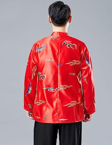 Ystylee Men Chinese Dragon Tang Suit Jacket Luxury Dragon Printed Satin Chinese Traditional New Year Holiday Clothing2