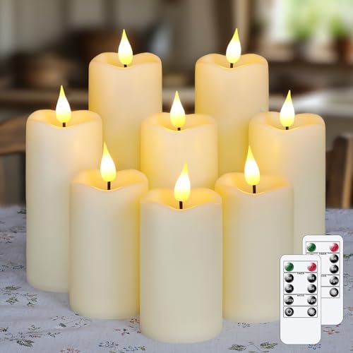 Yeelida Batterie flackernde LED-Kerzen, Packung mit 8 flammenlosen elfenbeinfarbenen Kunststoffkerzen mit Zeitschaltuhr, die über 600 Stunden halten(5,3cmx 11, 14, 17cm) Yeelida Batterie flackernde LED-Kerzen, Packung mit 8 flammenlosen elfenbeinfarbenen Kunststoffkerzen mit Zeitschaltuhr, die über 600 Stunden halten(5,3cmx 11, 14, 17cm)