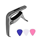 Cejilla de Guitarra, ammoon Capo Guitarra,Cejilla Guitarra Acustica, Clasica, Electrica, Española, Ukelele, Folk, con 3 Piezas Púas de Guitarra (Negro)