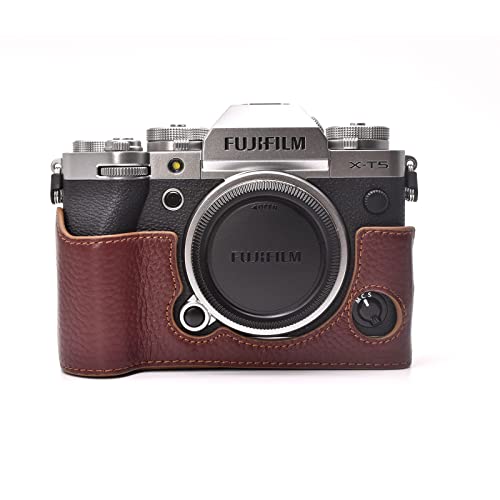 Rieibi Fuji XT5 Case, Quality Genuine Leather Half Case for Fujifilm X-T5 Digital Camera