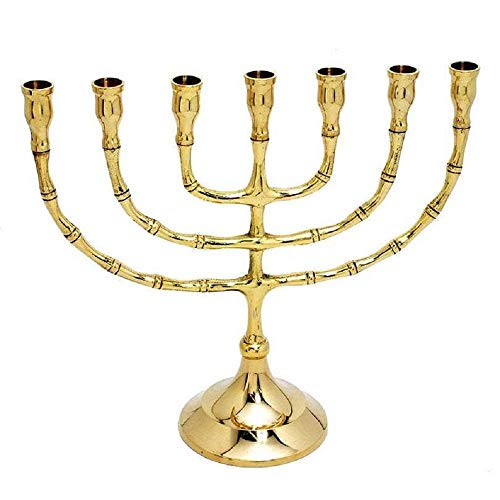 Cohen Tsemach Classic Shape Brass Copper 8 Inch Israel Vintage Menorah Judaica Candle Holder