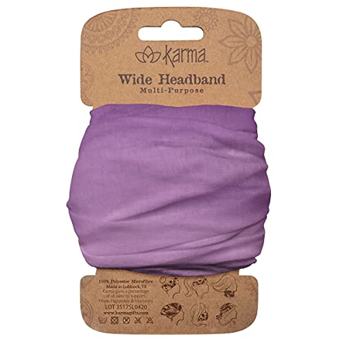 Karma Purple Ombre Headband for Women - Wide - Fabric Headband and Stretchy Hair Scarf - Purple
