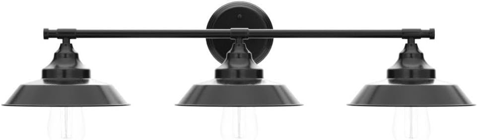 BesLowe Farmhouse Bathroom Vanity Wall Light Fixture, Industrial Rustic Style 3-Light Vanit Wall Sconce, Vintage Wall Mount Lamp for Bathroom Bedroom Vanity Mirror Cabinets Dressing Table, Black