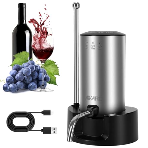 AIKARO - Aeratore elettrico per vino, decanter elettronico ricaricabile automatico con base, auto-stop