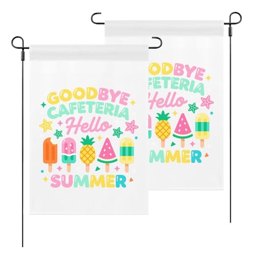 Goodbye Cafeteria Hello Summer Lunch Lady End Of School Year Yard Flags Inspirational Banners Farmhouse