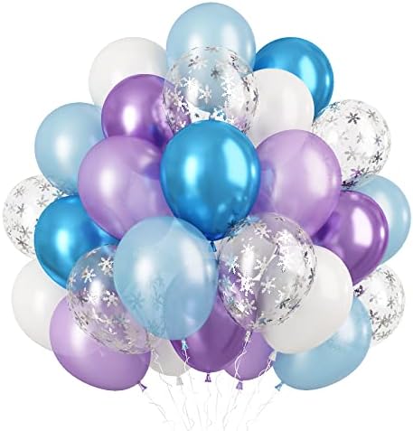 Blue Balloons, 60Pcs Blue Birthday Balloons, Metallic Blue Latex Balloons and Blue Confetti Balloons, Blue Balloons For Boys and Girls Birthday Party,Wedding, Baby Shower Party Decorations