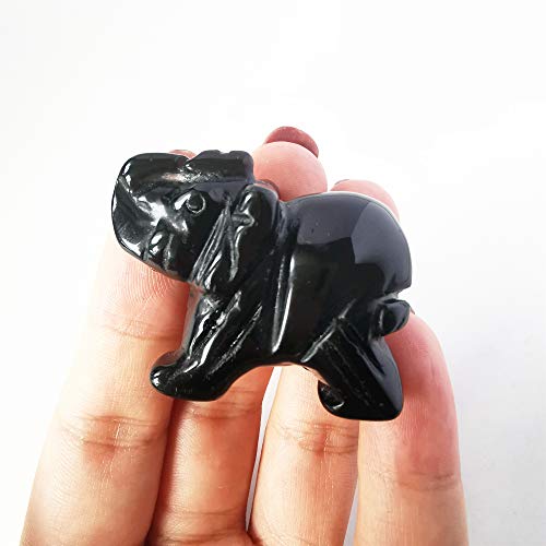 Manekieko Decoração de vidro obsidiana preta natural, cristais de bolso e pedras curativas figura 38 mm decoração da sala