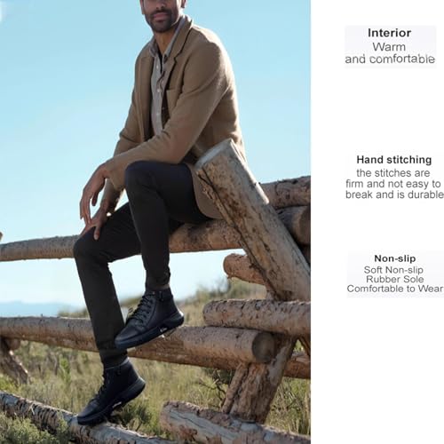 Men's Classic Business Italian Cashmere Chukka Boots Comfortable Non-Slip Shock-Absorbing Side Zipper Ankle Boots Casual Leather Fashion Round Toe Leather Boots2