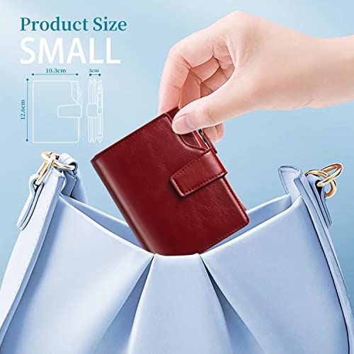 Gsg Small Womens Wallet Leather Credit Card Holder, Rfid Blocking Bifold Ladies Pocket Wallet With Zipper Coin Pocket, Red #TOP5