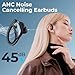 occiam Active Noise Cancelling Earbuds Wireless Bluetooth Headphones Ear Buds 90Hrs Playback Stereo Bass Earphones with Mic Over-Ear Hooks IPX7 Waterproof Headset for Work Sports Running Gym Black