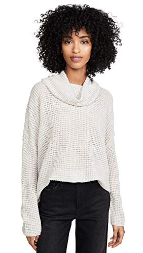 Jack By Bb Dakota Junior's Throw Waffle Stitch Cowl Neck With Split Back, Light Grey, Large #TOP21