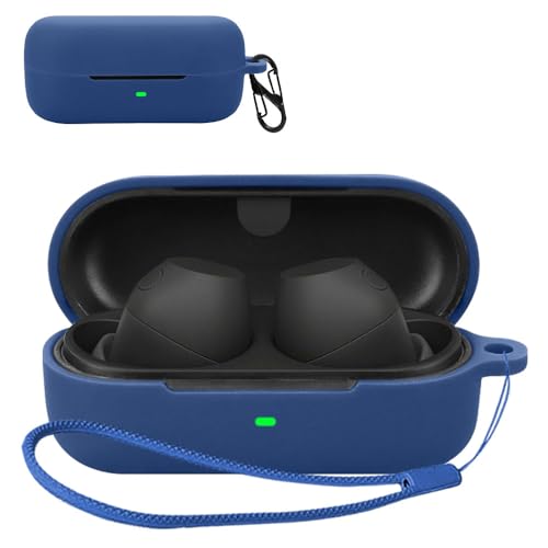 For ソニー(SONY) WF-C710N ケース [HVUYAL] 紛失防止用のフックを搭載した 軽量 キズ防止 防塵 傷つきにくい 柔らかなシリカゲルのスポーツクールなデザイン 衝撃 吸収 スリム ソフト ケースカバー 落下防止保護(ブルー)の画像