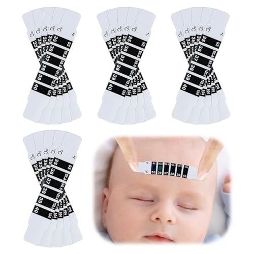 IBEIKE Forehead Thermometer Strips - 20 PCS Quick Read Reusable Forehead Head Strip Thermometers Indicator with Liquid Crystal Display, Fever Body Test for Infants Babies Toddlers Kids Elderly