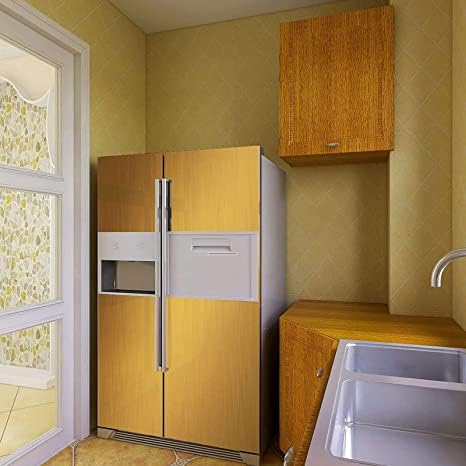 Image of WALLMATE Gold Brushed Vinyl Wallpaper Stainless Look Vinyl Contact Paper Peel and Stick Wallpaper for Kitchen Backsplash Self Adhesive Wallpaper Dishwasher Fridge Appliances (24 x 255 inch)