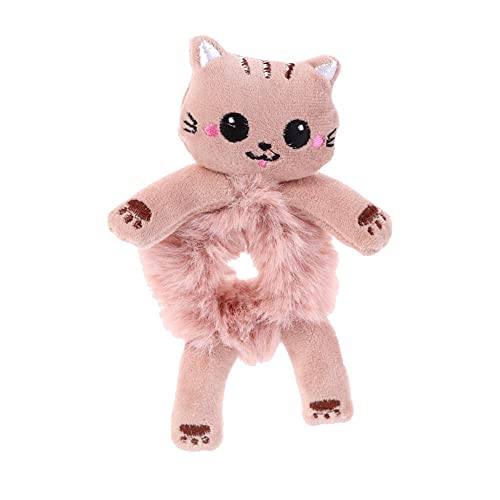 3D動物シュシュヘアタイ、かわいい毛皮のようなカエルのウサギ パンダ 猫 牛 フラシ天ヘアロープ ポニーテールホルダー ヘアシュシュ 伸縮性のあるヘアバンド バンメーカー ポニーテールホルスター ヘアスタイリングツール レディース ガールズ